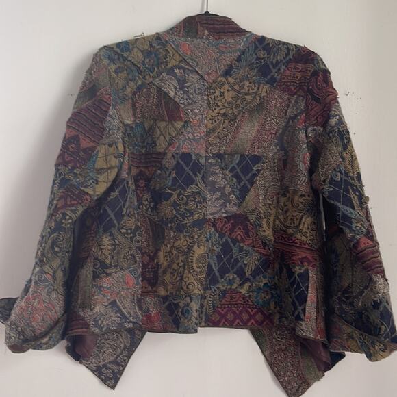 J. Jill RE: 100% wool patchwork open front waterfall blazer jacket sz M - Picture 6 of 6